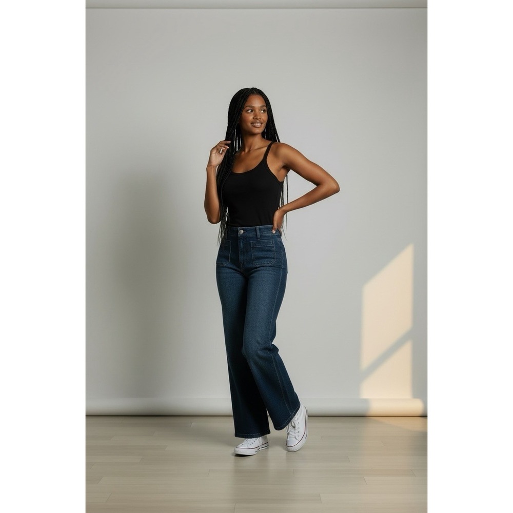 Pilcro Size 25 The Skipper High Rise Wide Leg Stretch Denim Full Length Jeans